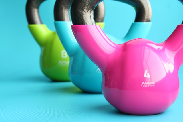 3 kettle bells with rubber coating